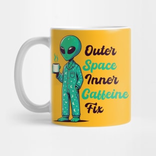 Alien wearing a night suit, holding a coffee cup Mug